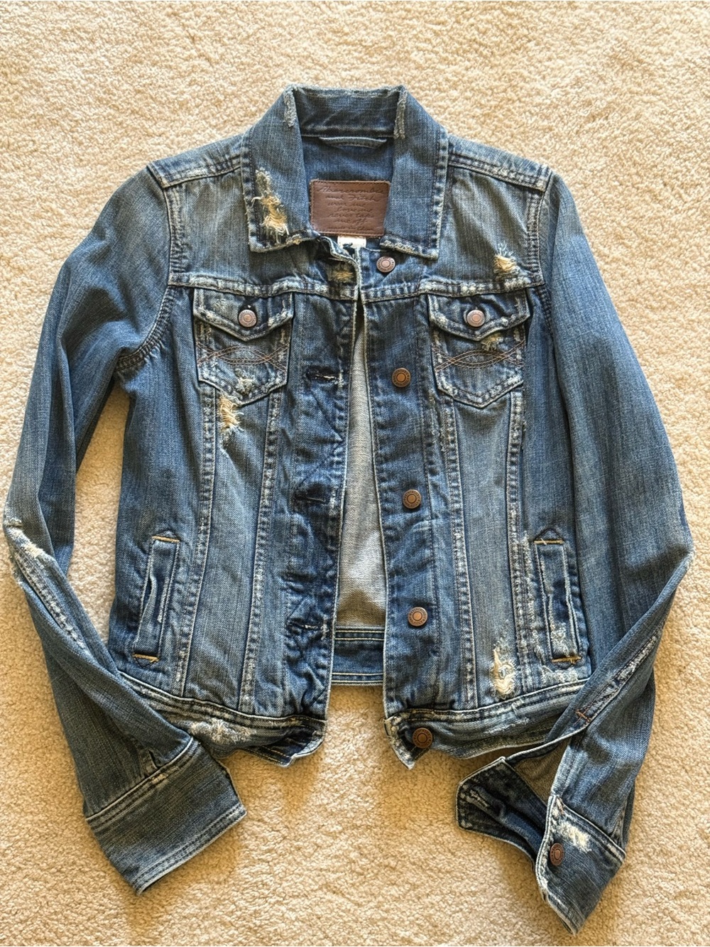 Women’s Abercrombie Distressed Denim Jacket Size S